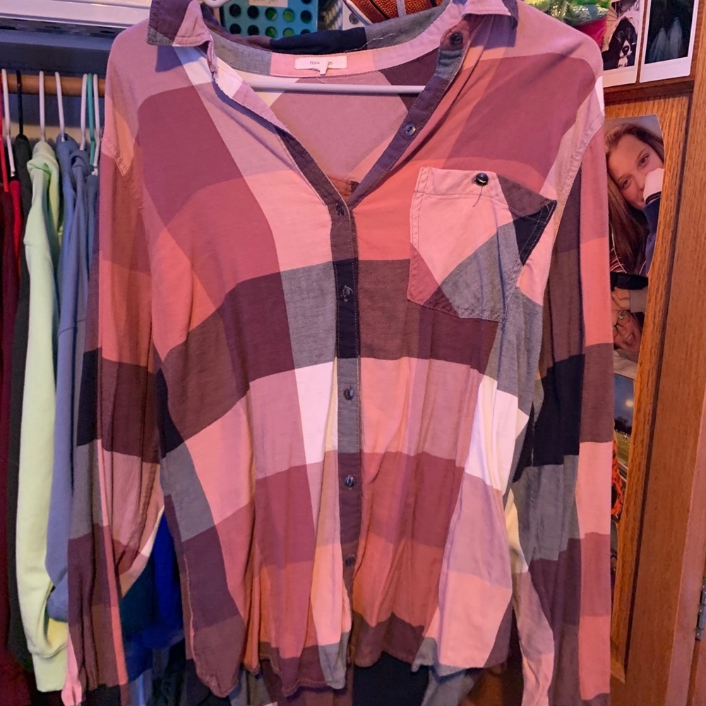 pink purple white flannel